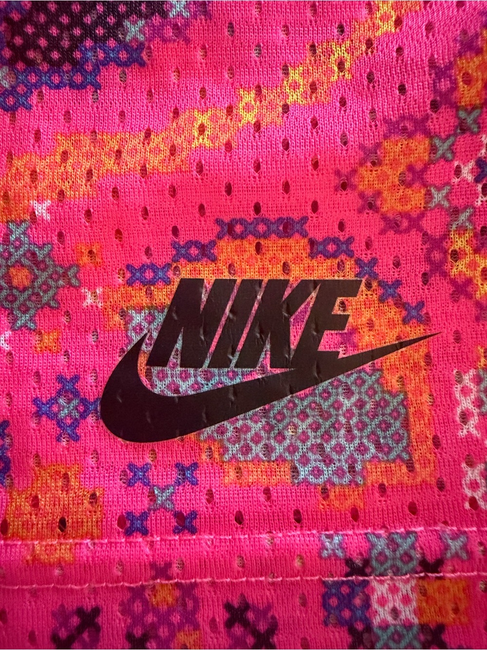 Nike Dri-FIT Neon Pink Retro Y2K Graphic Mesh Cropped Workout Tank | Medium - Picture 6 of 8